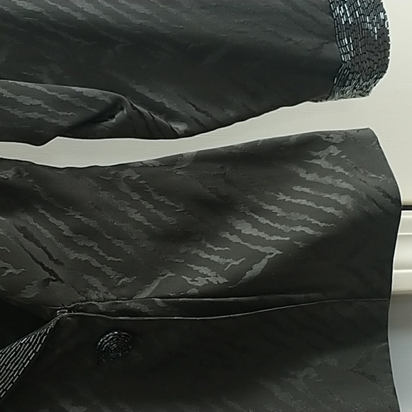 D'ore Silk Vintage Grey Animal Print Abstract Sequins Collar Blazer 6 - Picture 6 of 13